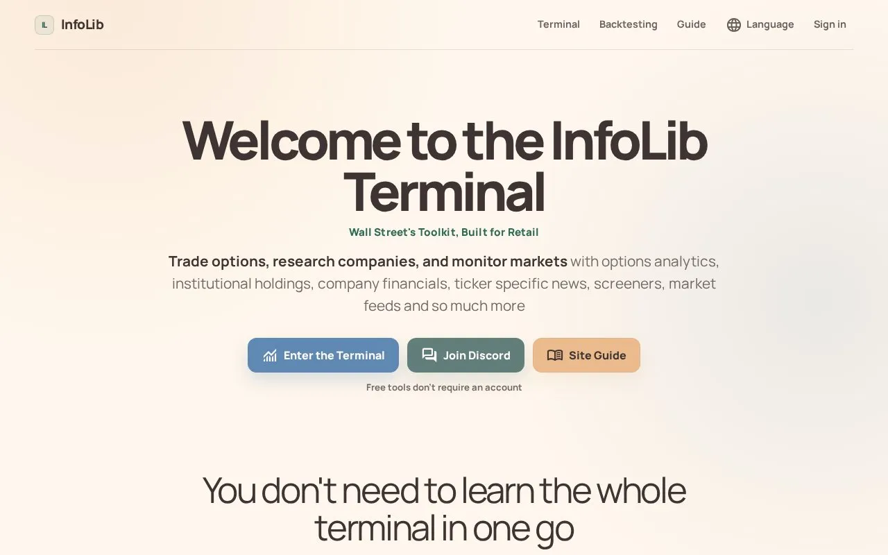 Infolib homepage screenshot