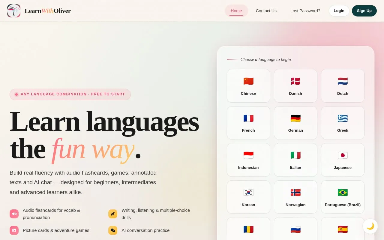 LearnWithOliver homepage screenshot