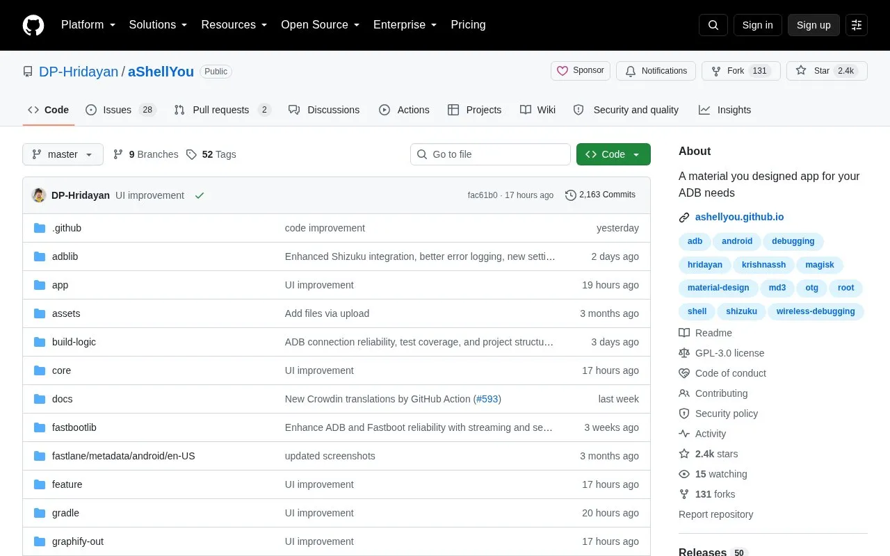 aShellYou homepage screenshot