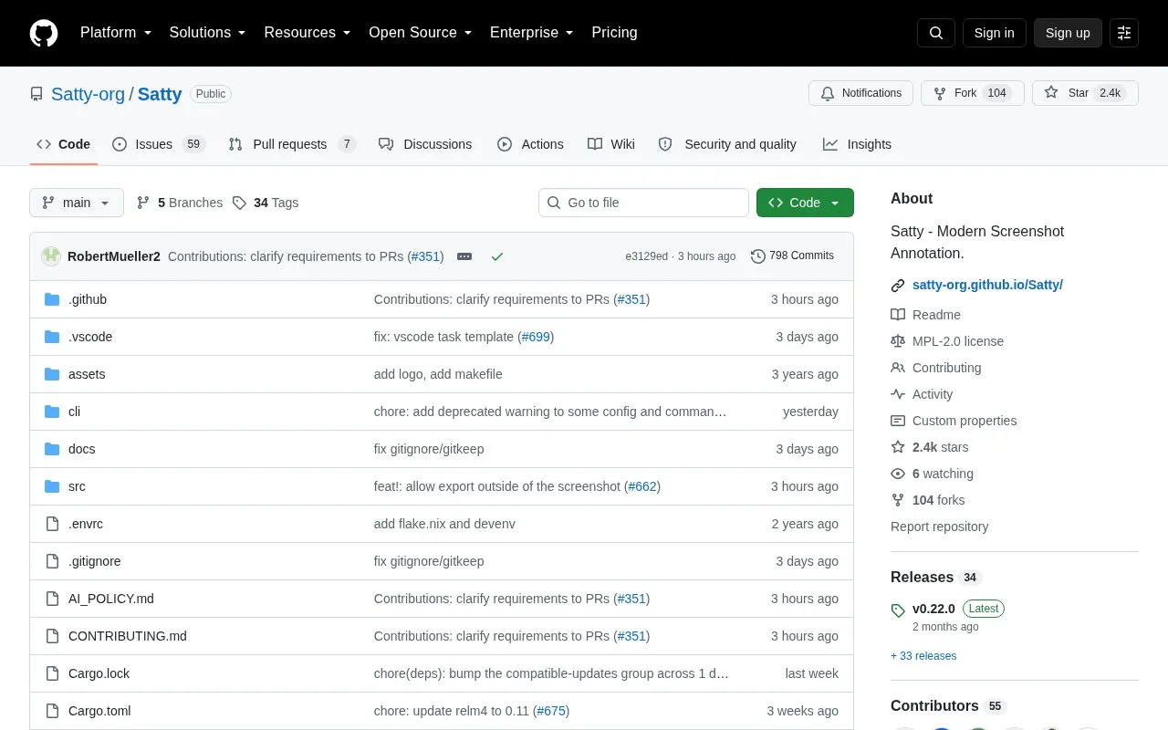 Satty homepage screenshot