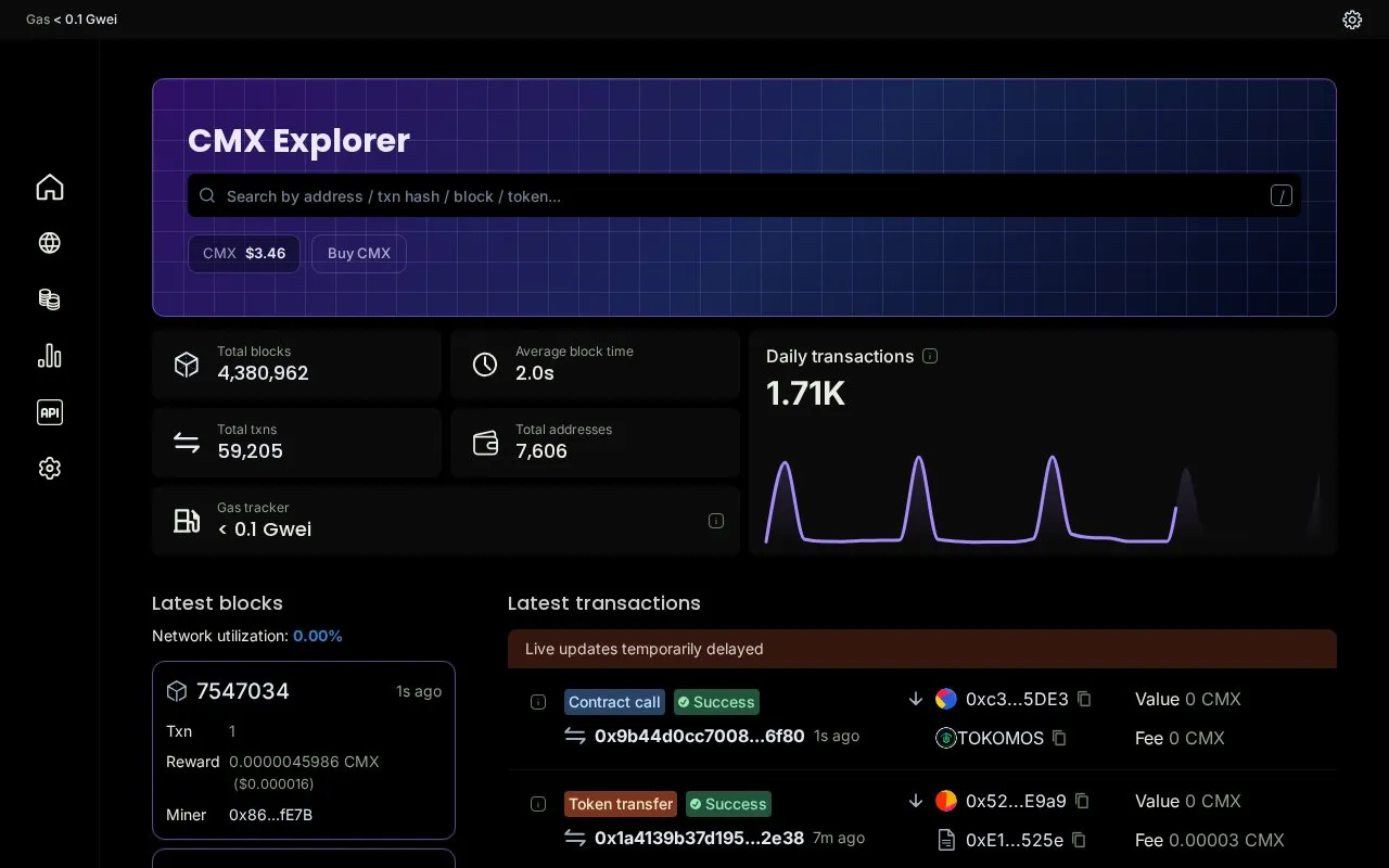 ClubMos Mainnet — mosscan homepage screenshot