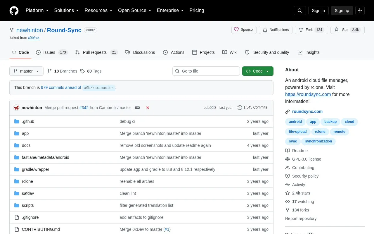 Round Sync homepage screenshot