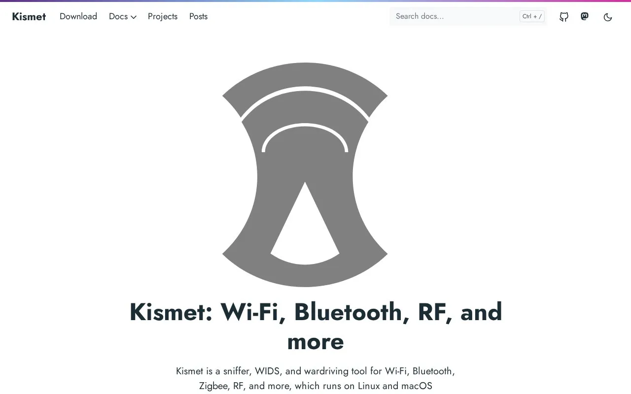Kismet homepage screenshot