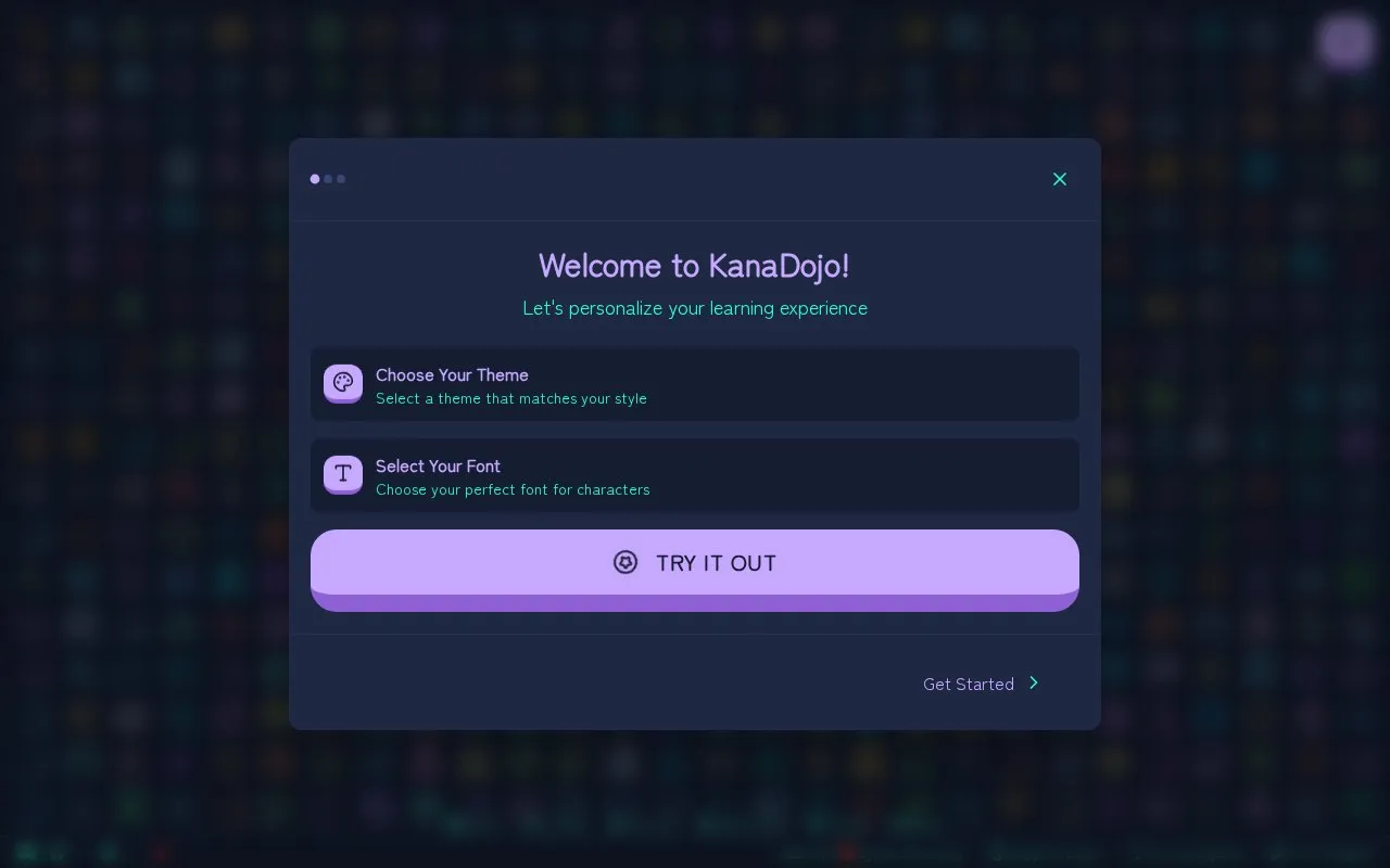 KanaDojo homepage screenshot