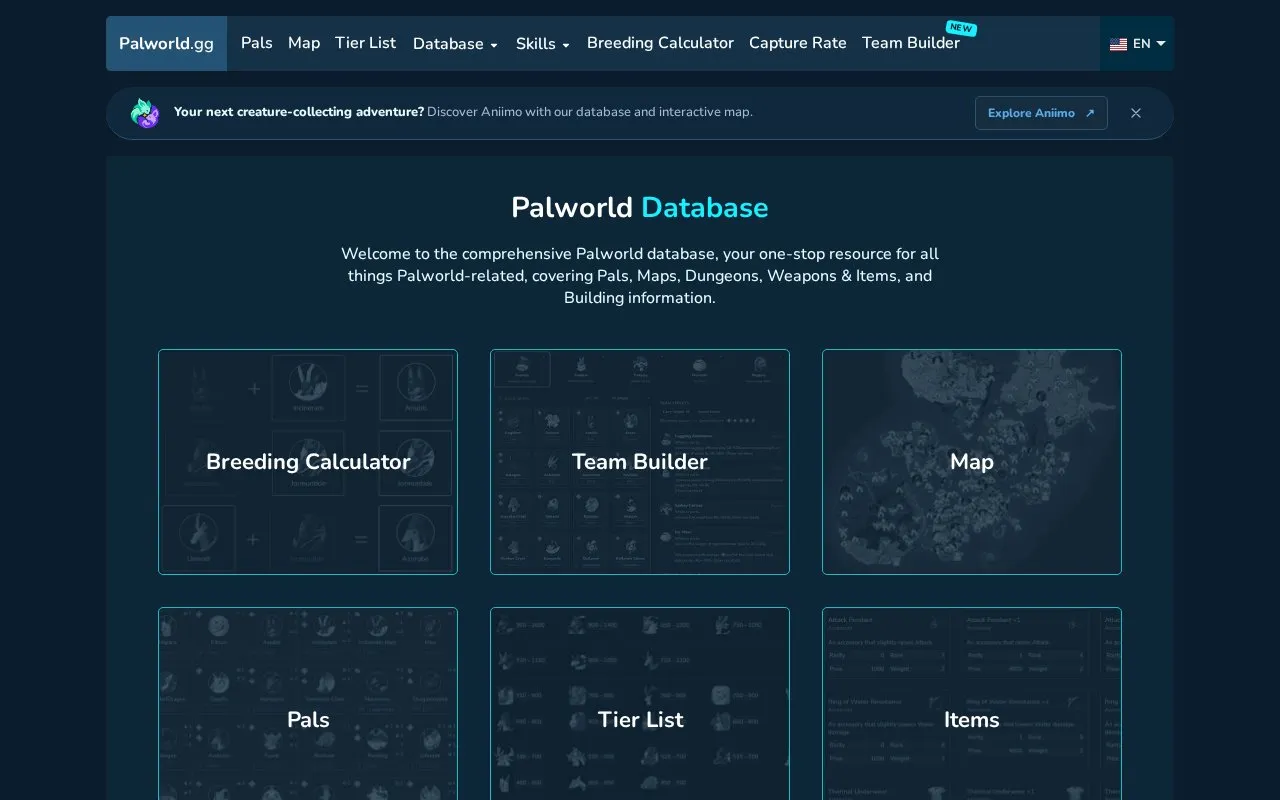 Palworld homepage screenshot