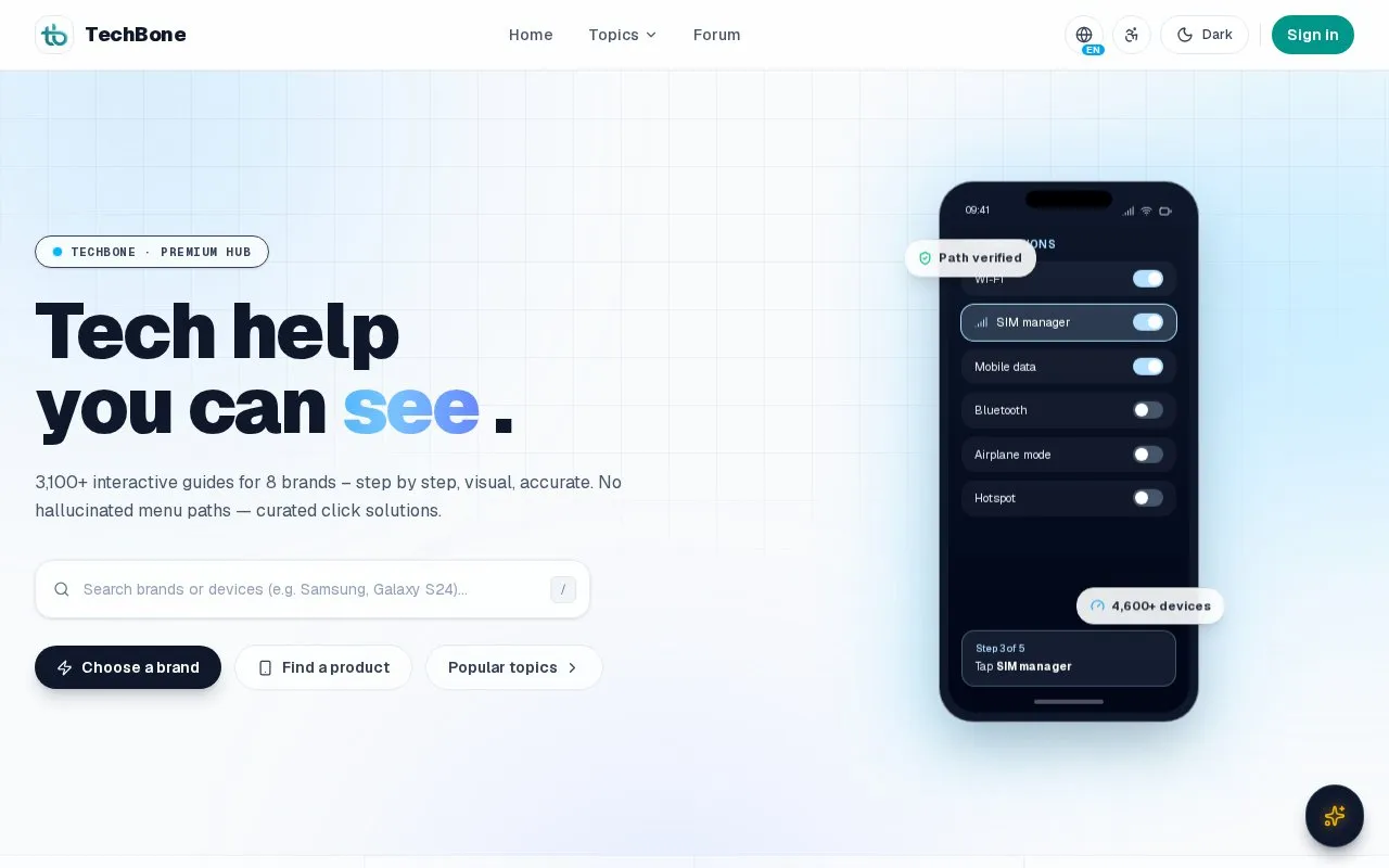 TechBone homepage screenshot
