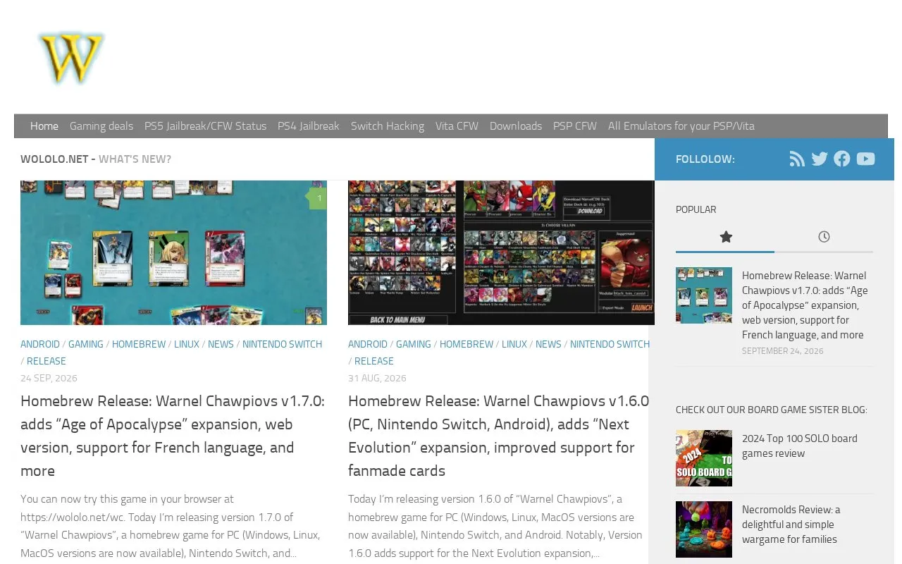 Wololo homepage screenshot