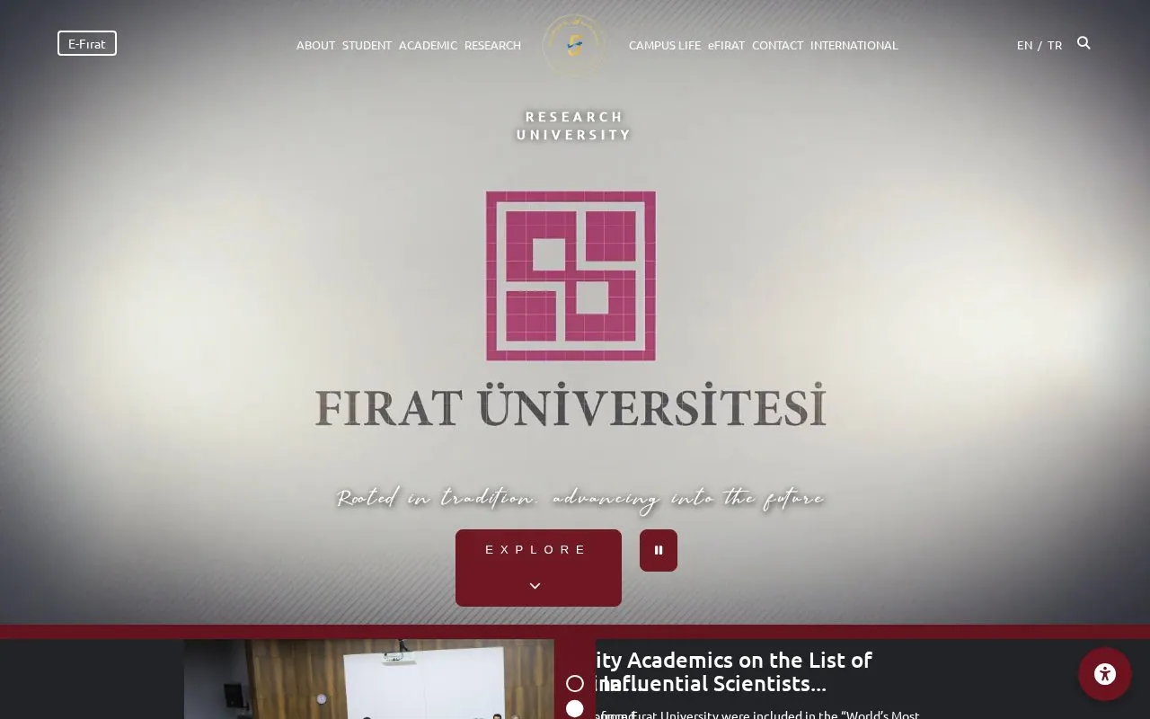 Firat University homepage screenshot