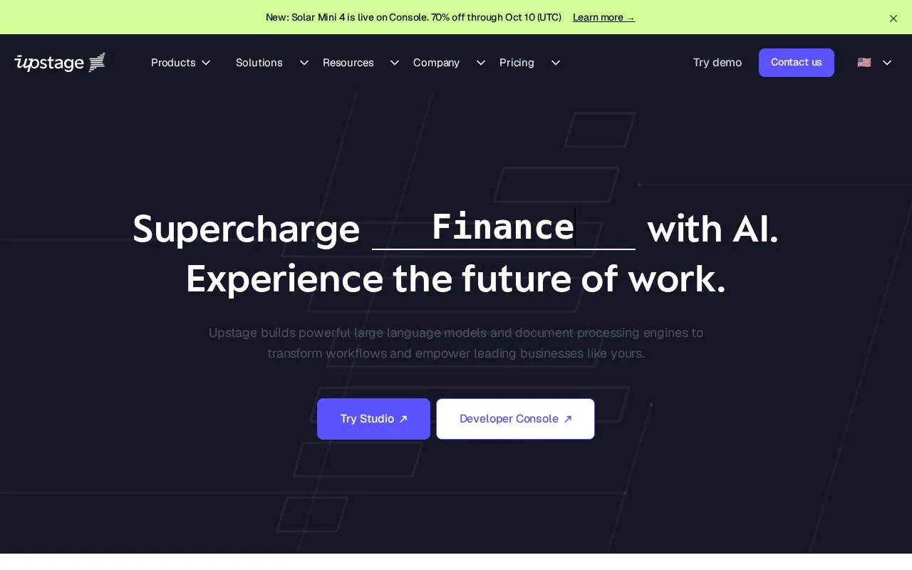 Upstage homepage screenshot