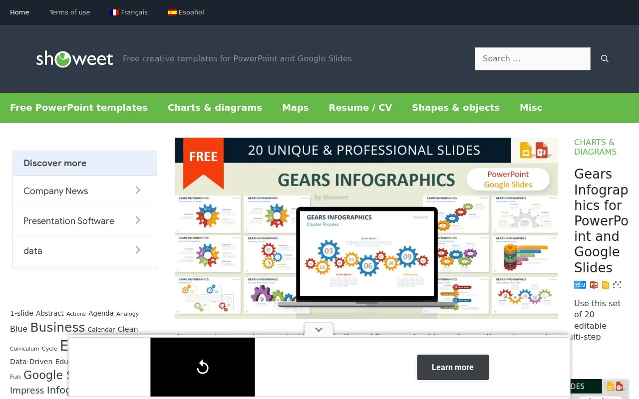 Showeet homepage screenshot