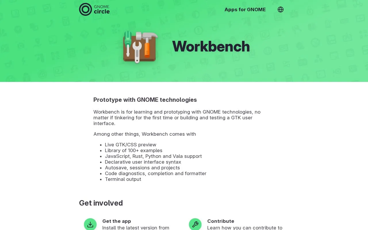 Workbench homepage screenshot
