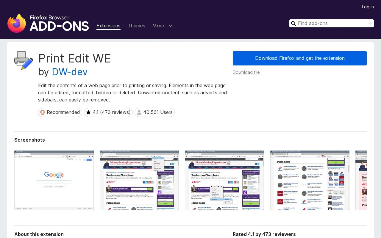 Print Edit WE by DW-dev homepage screenshot