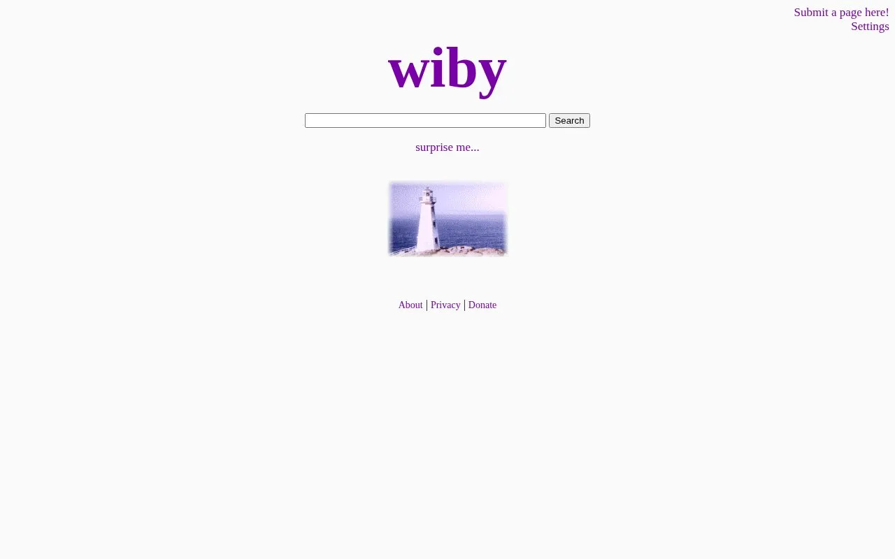 Wiby homepage screenshot