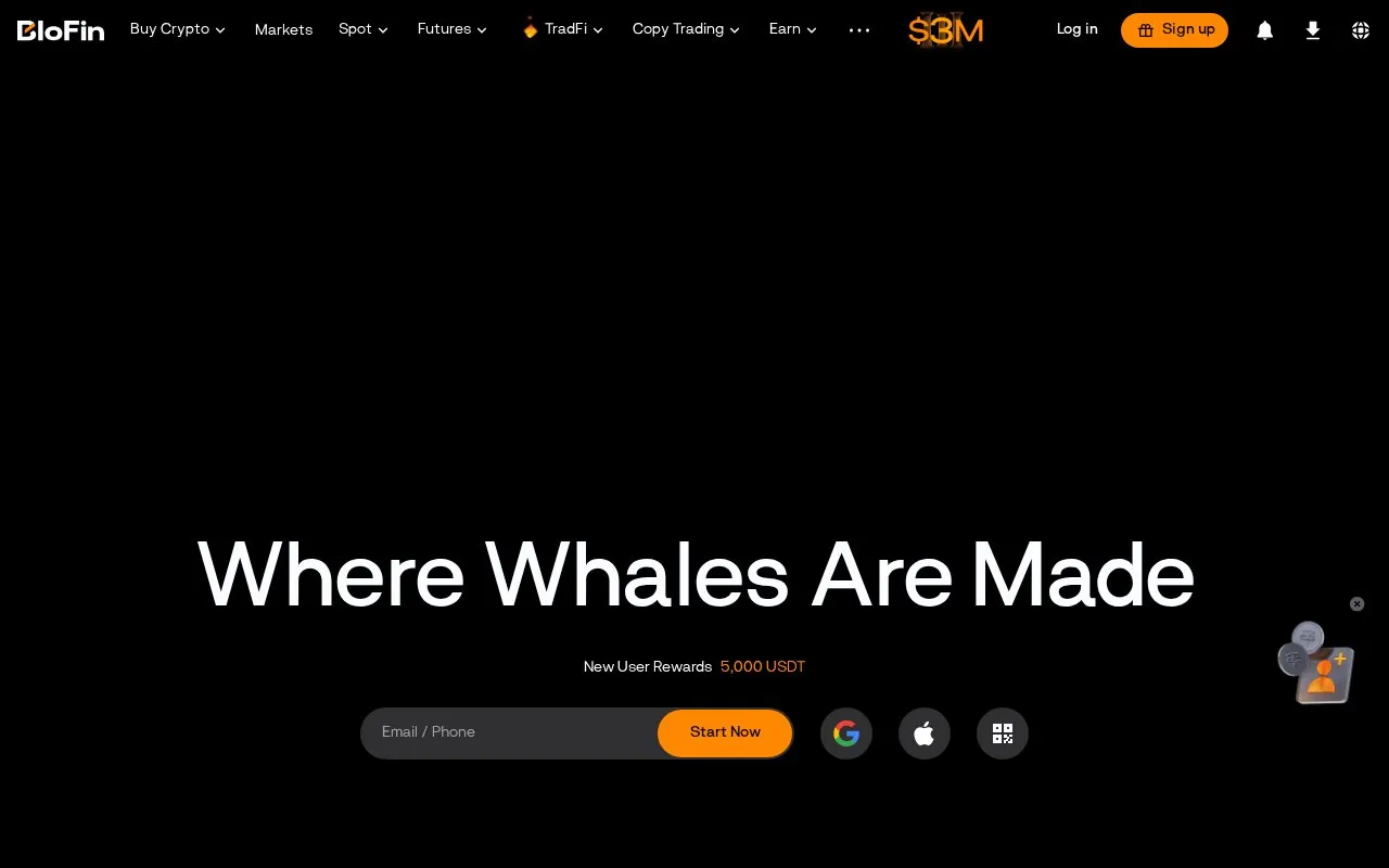 BloFin homepage screenshot