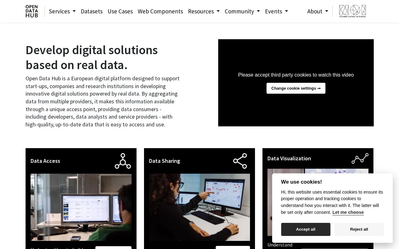 Open Data Hub homepage screenshot