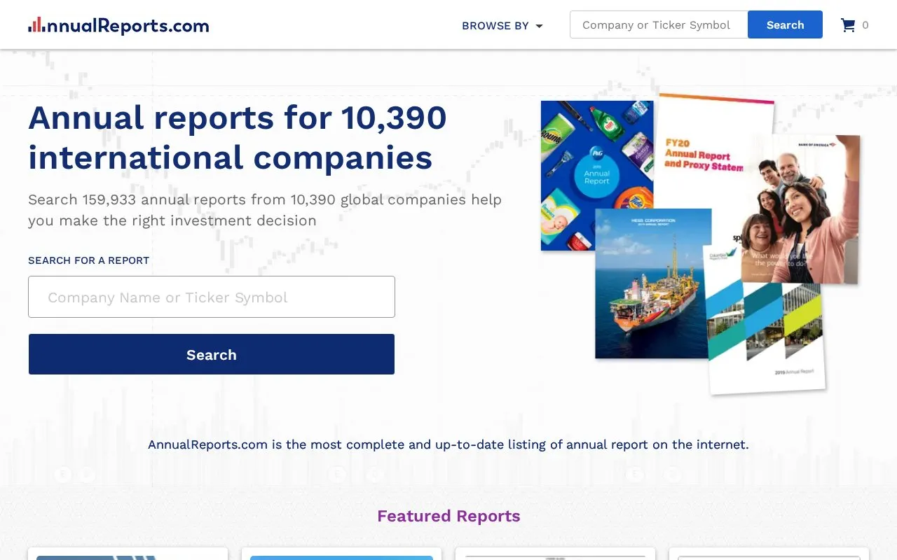 Annual Reports homepage screenshot
