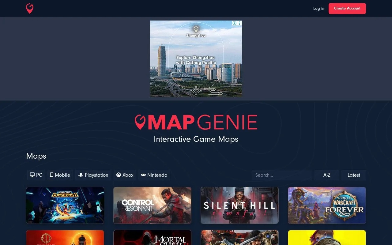 Map Genie homepage screenshot
