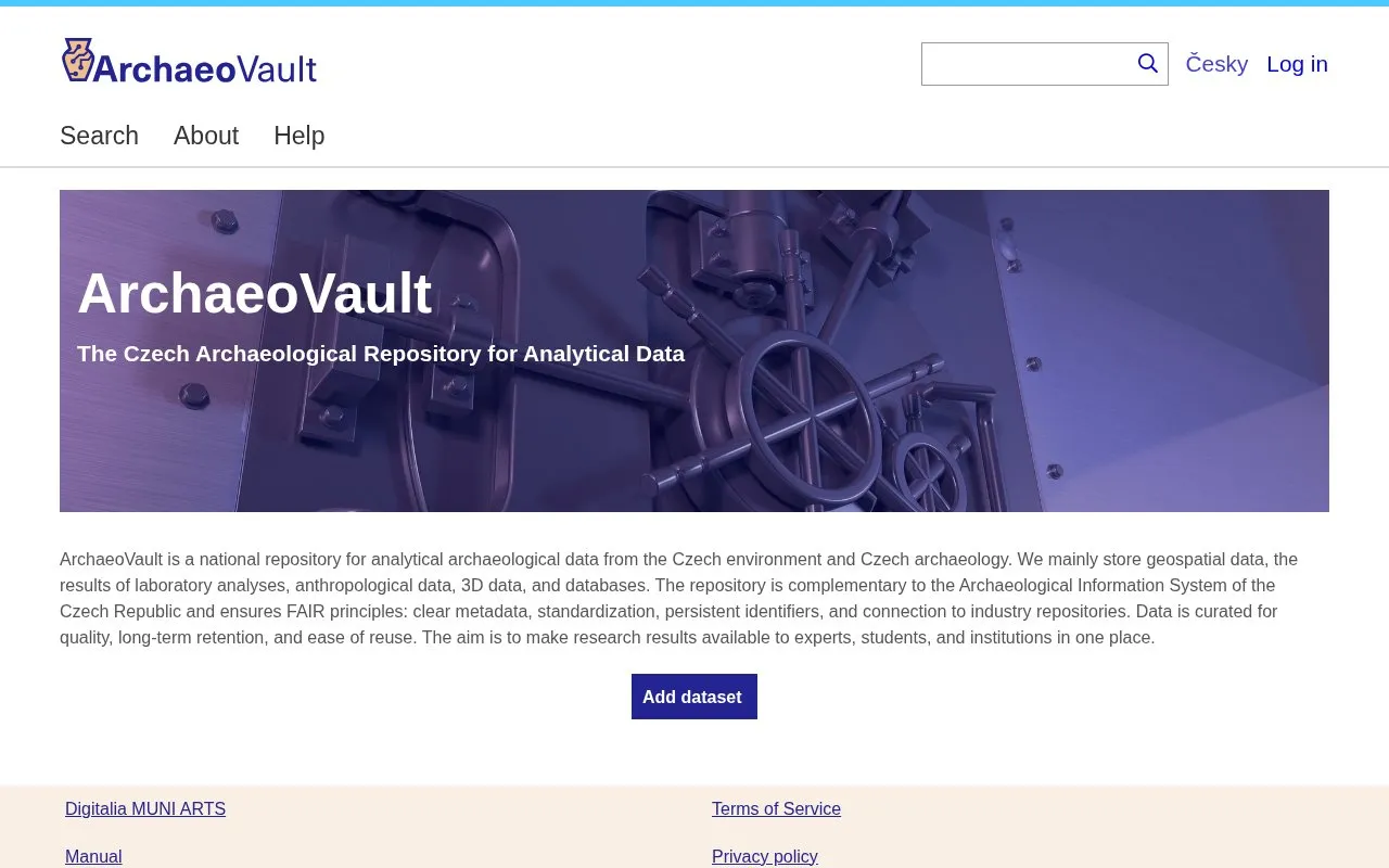 ArchaeoVault homepage screenshot