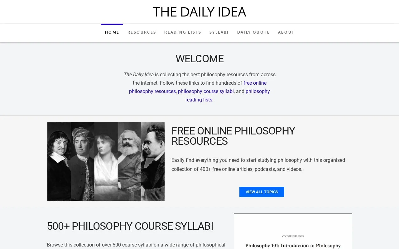 TheDailyIdea homepage screenshot