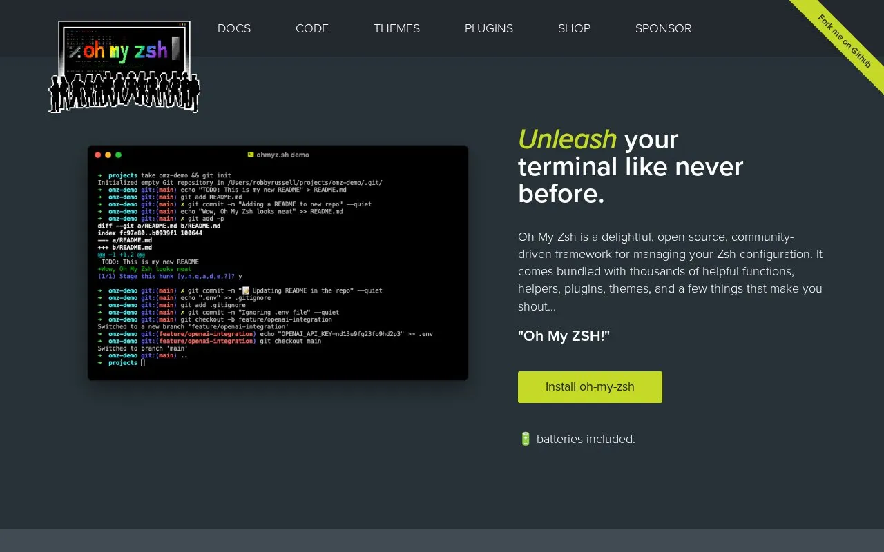 Customization homepage screenshot
