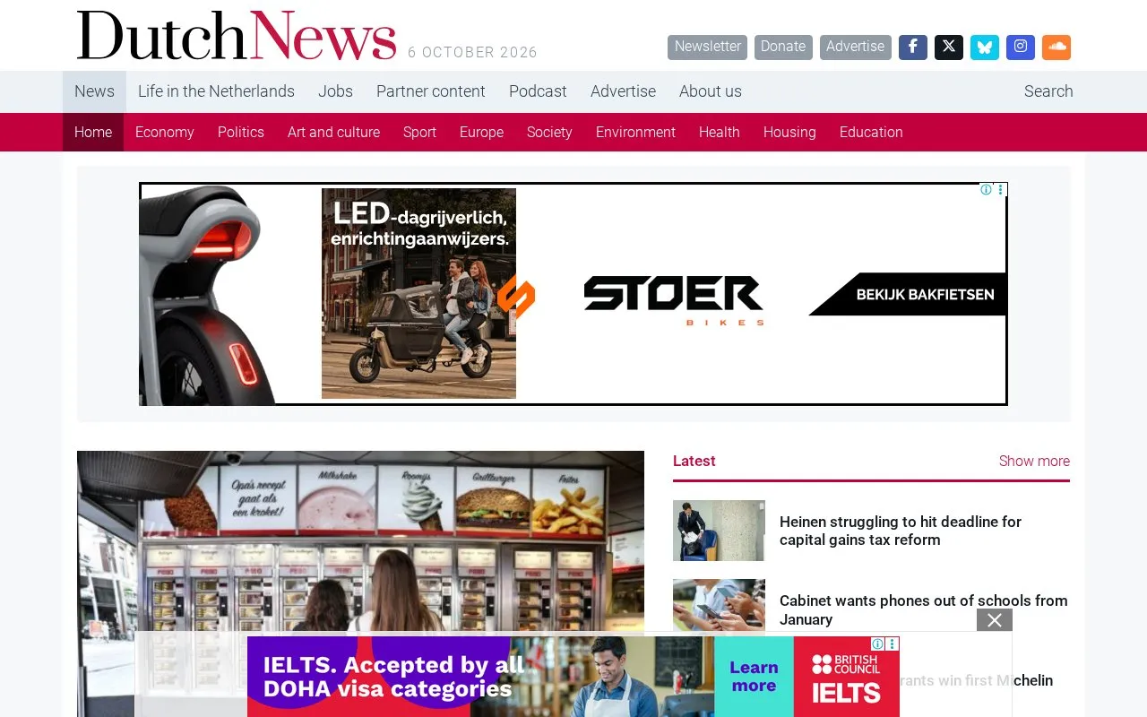 DutchNews.nl homepage screenshot
