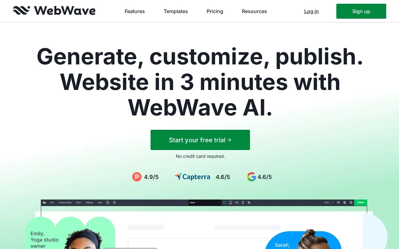 WebWave homepage screenshot