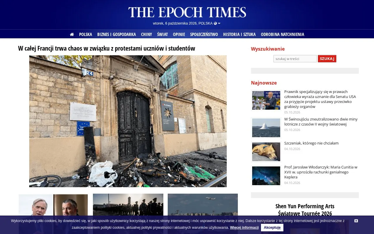 The Epoch Times homepage screenshot