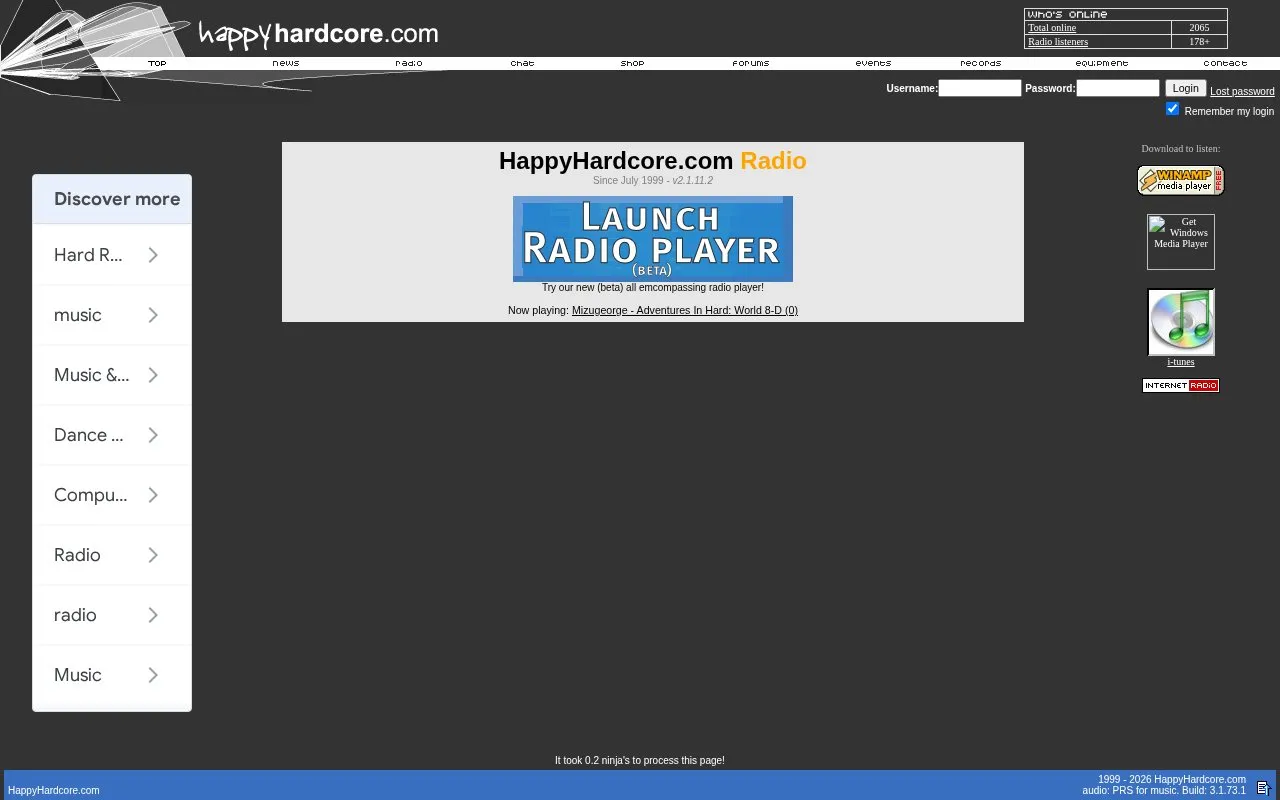 HappyHardcore homepage screenshot