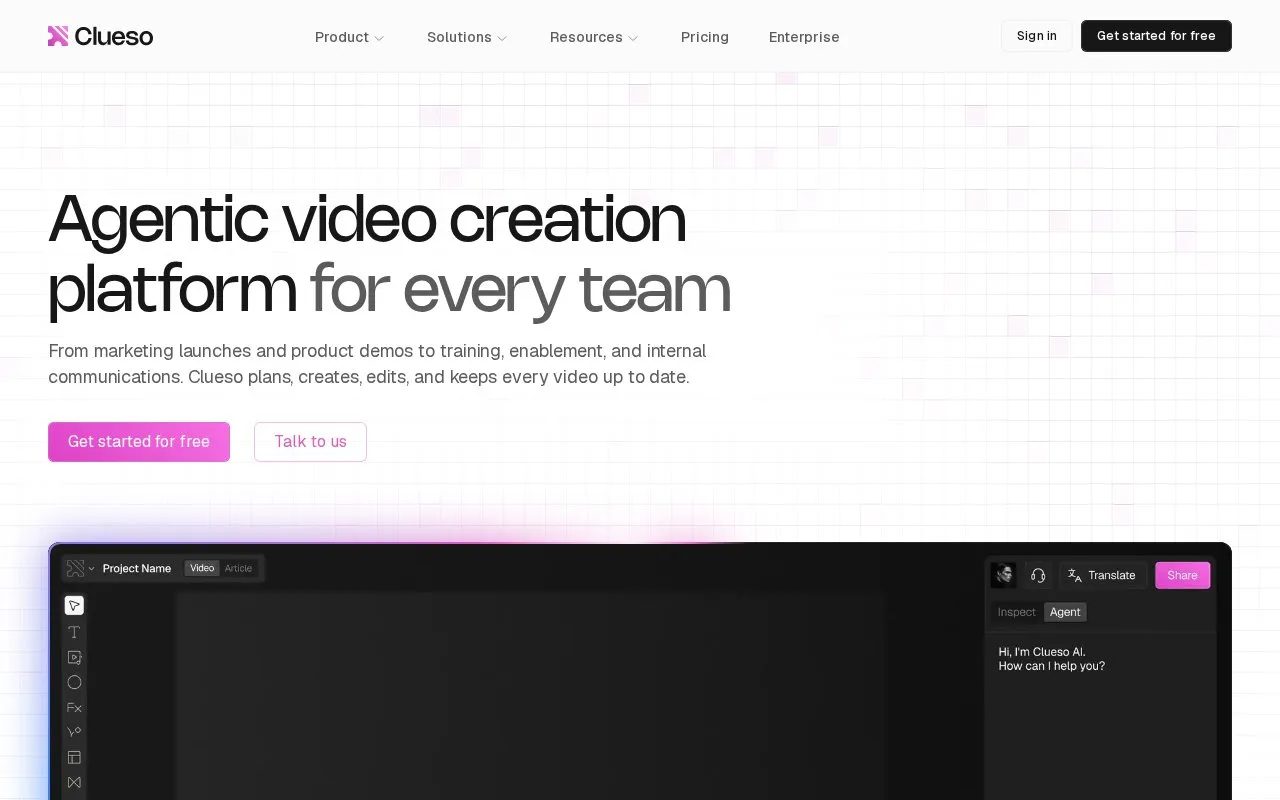 Clueso homepage screenshot