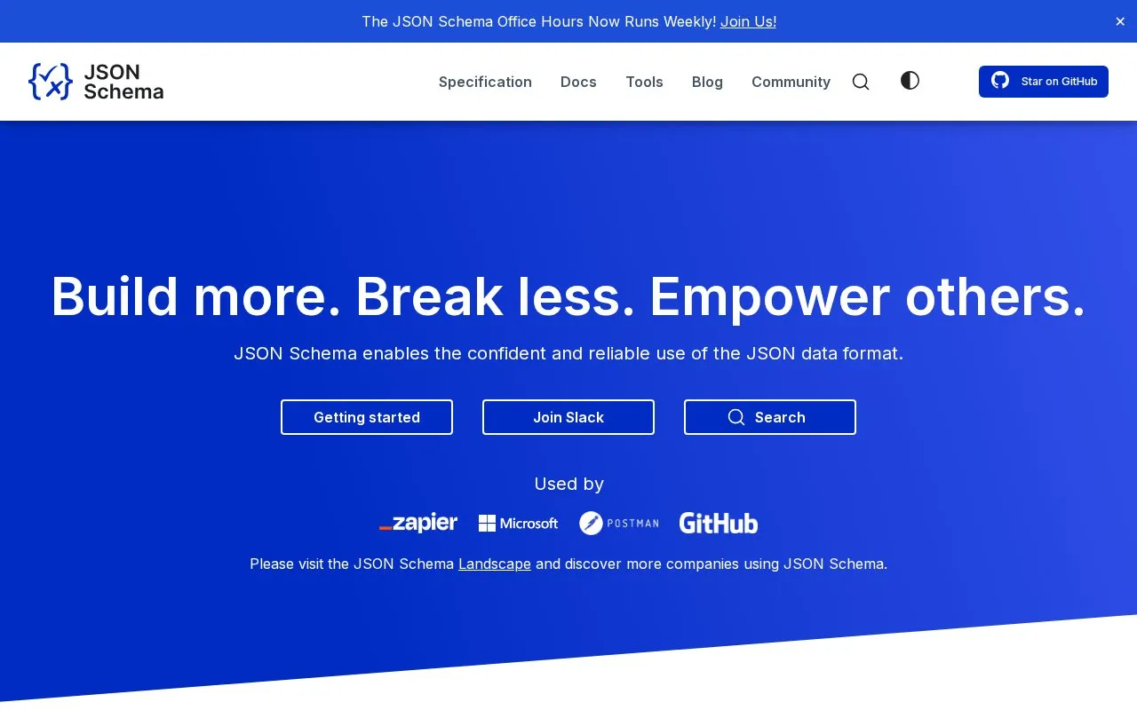 JSON Schema homepage screenshot