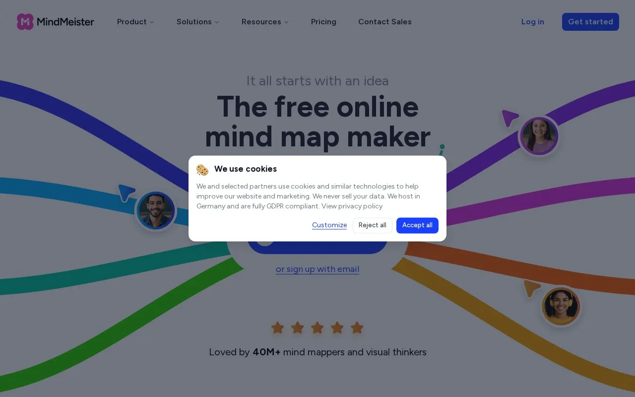 MindMeister homepage screenshot