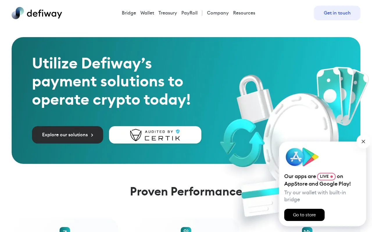 Defiway homepage screenshot