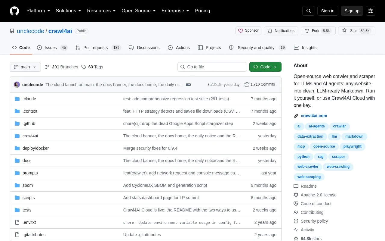 Crawl4AI homepage screenshot
