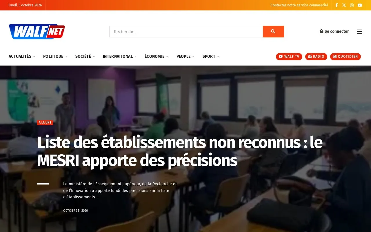 WalFadjri homepage screenshot