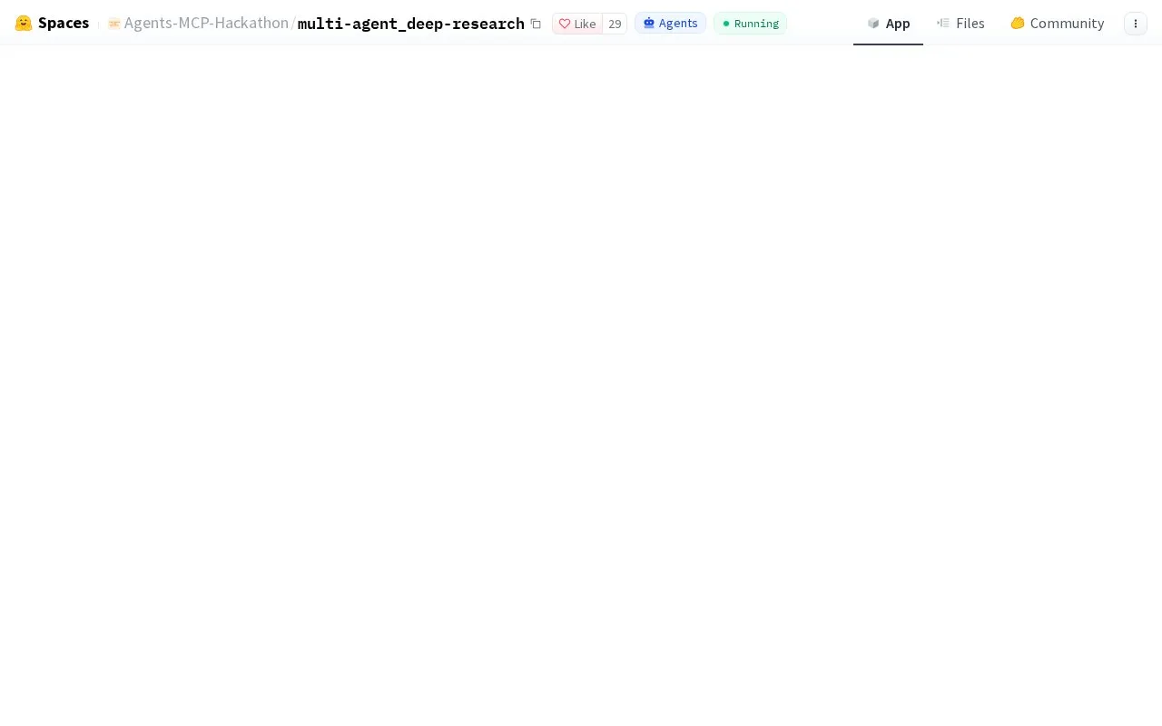 Multi-agent Deep-research System homepage screenshot