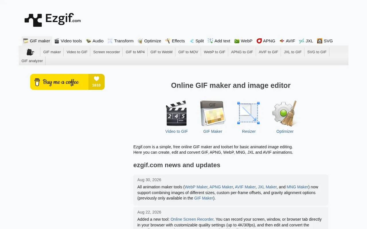EZGif homepage screenshot