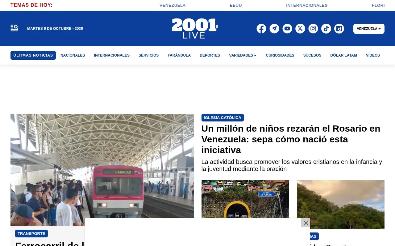 Diario 2001 homepage screenshot