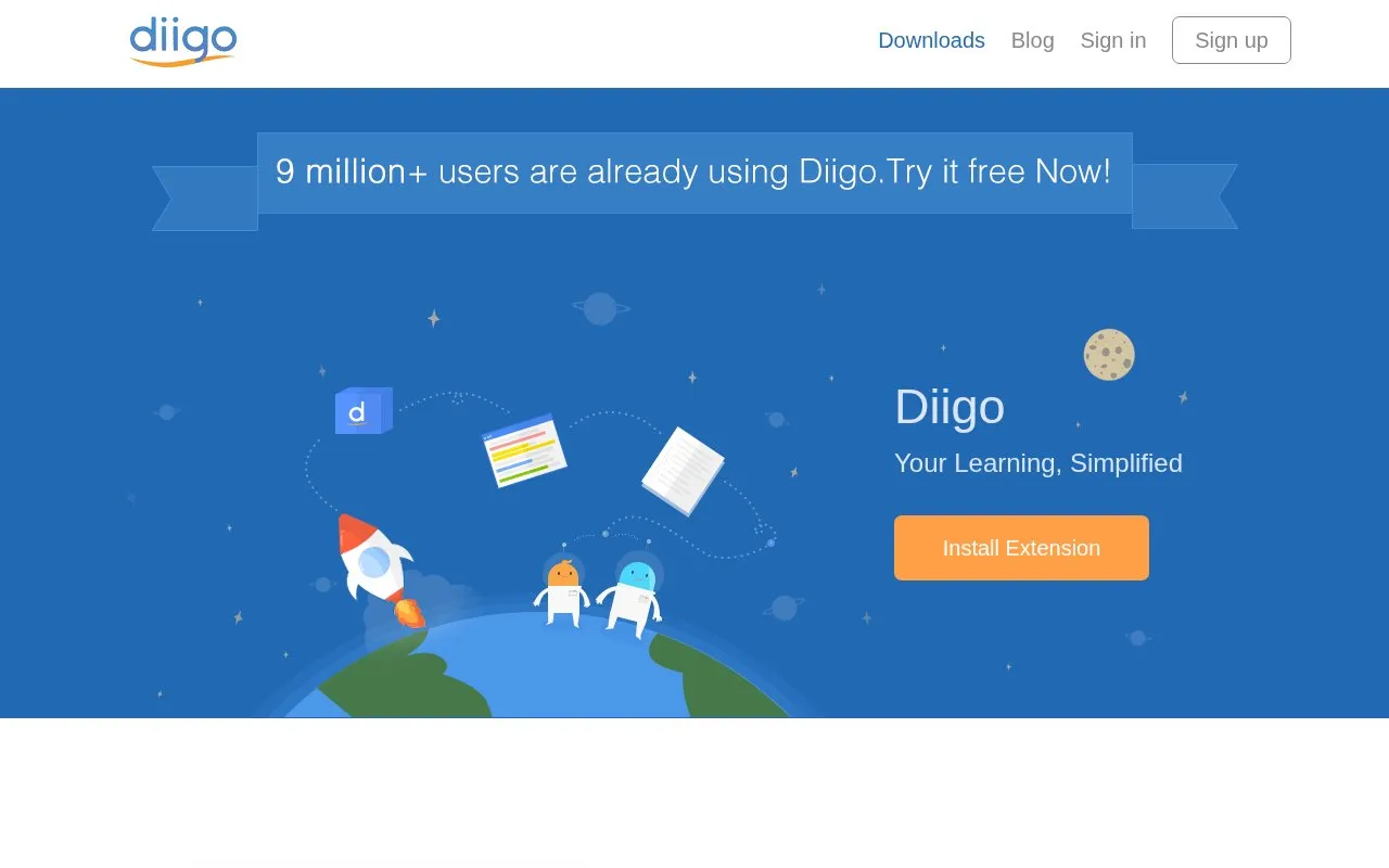 Diigo homepage screenshot