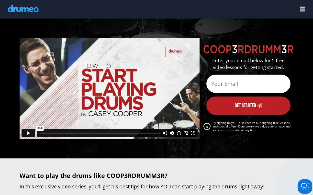 coop3rdrumm3r homepage screenshot