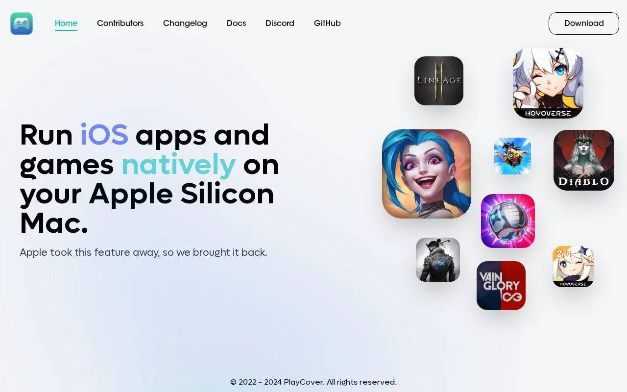 PlayCover homepage screenshot