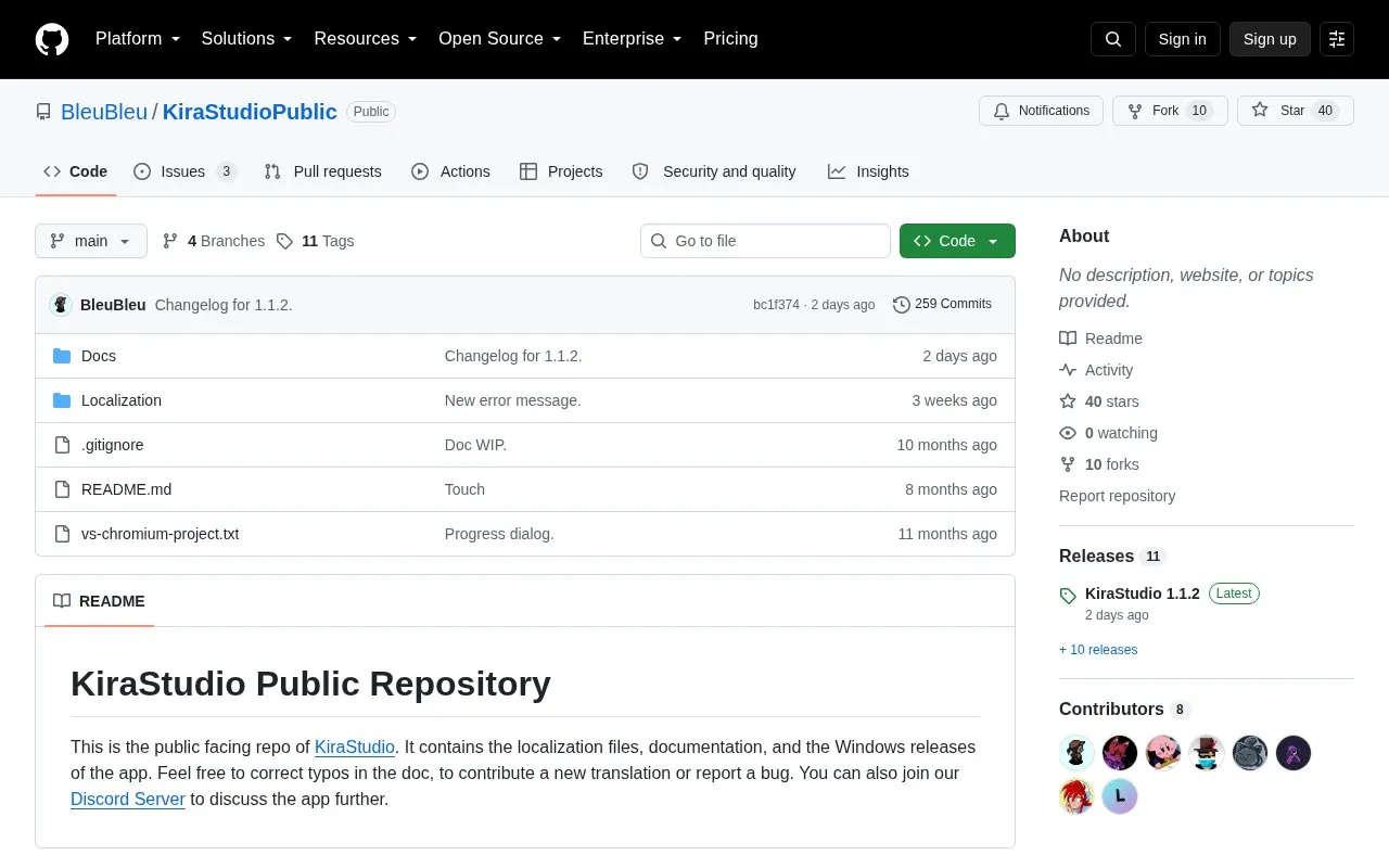 Kira Studio Public homepage screenshot