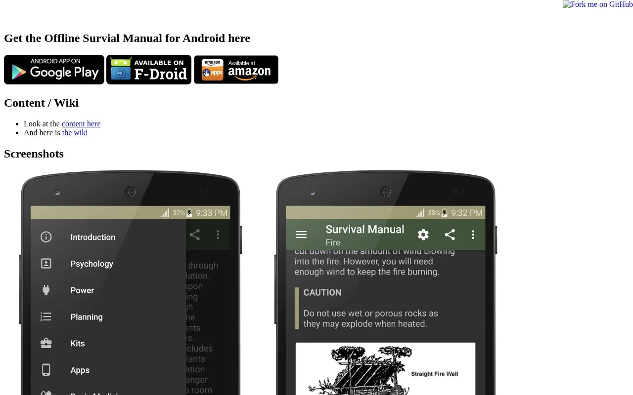 App homepage screenshot