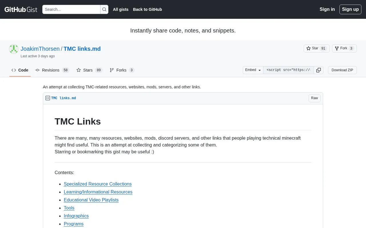 TMC Links homepage screenshot
