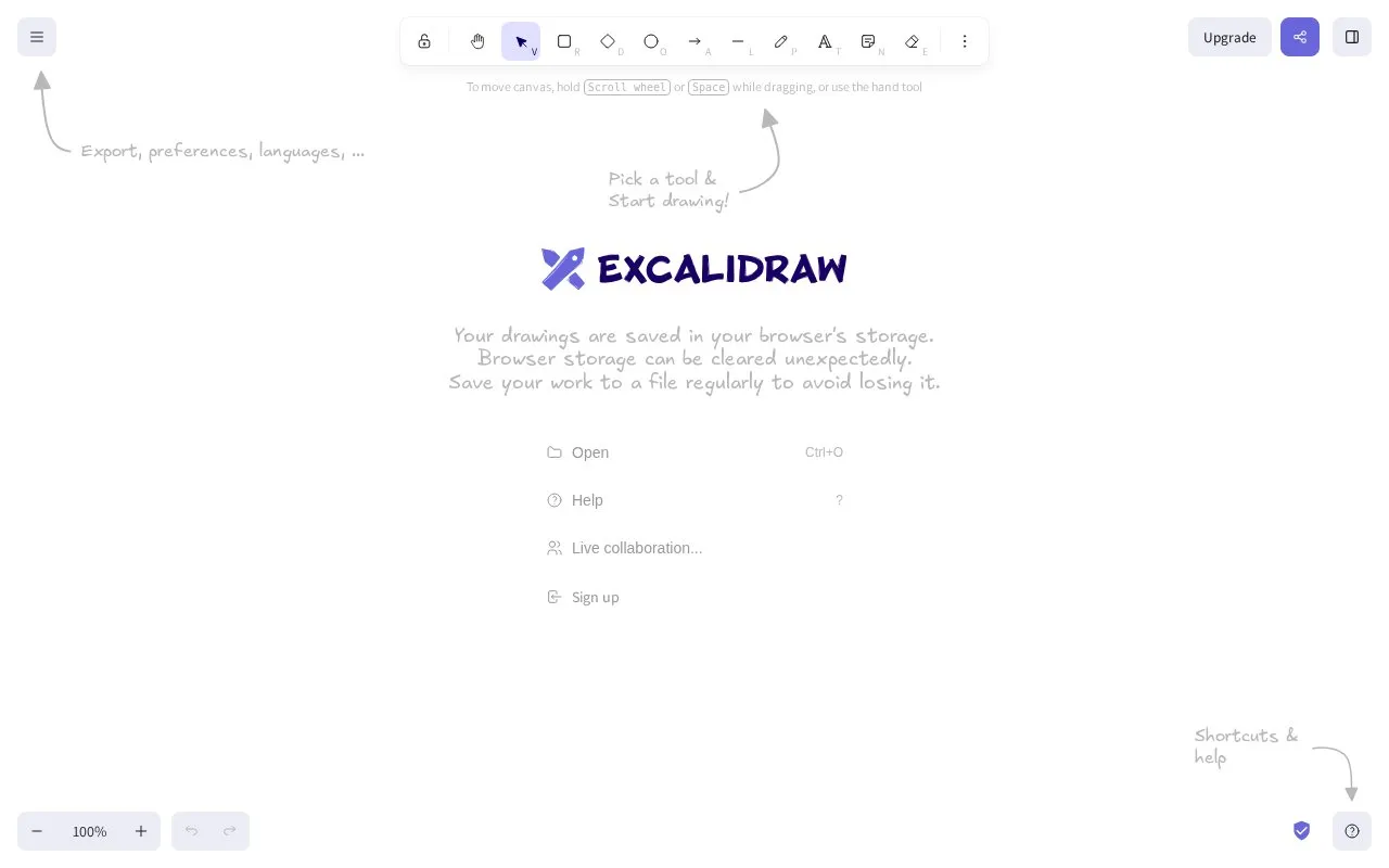 Excalidraw homepage screenshot