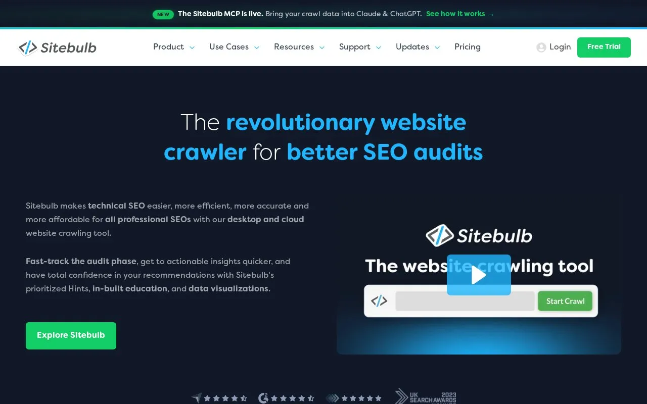 Sitebulb homepage screenshot