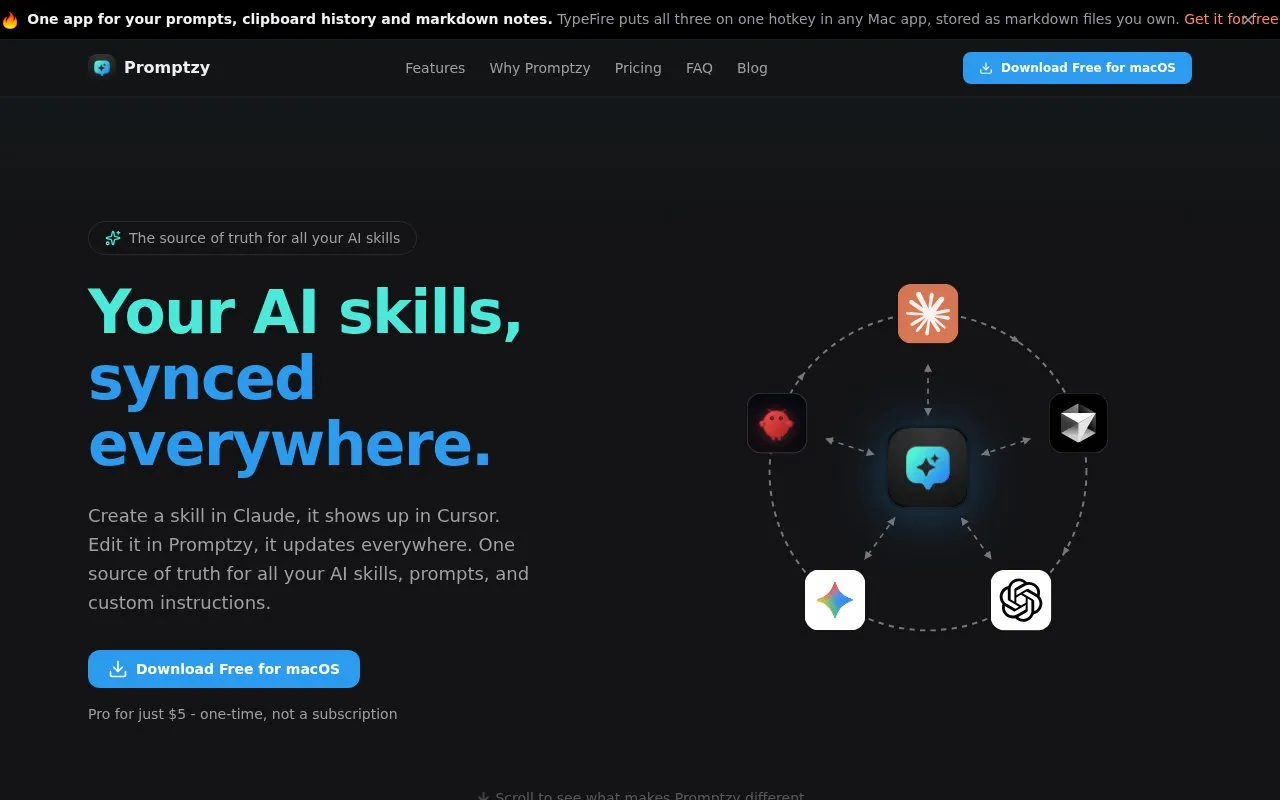 Promptzy homepage screenshot