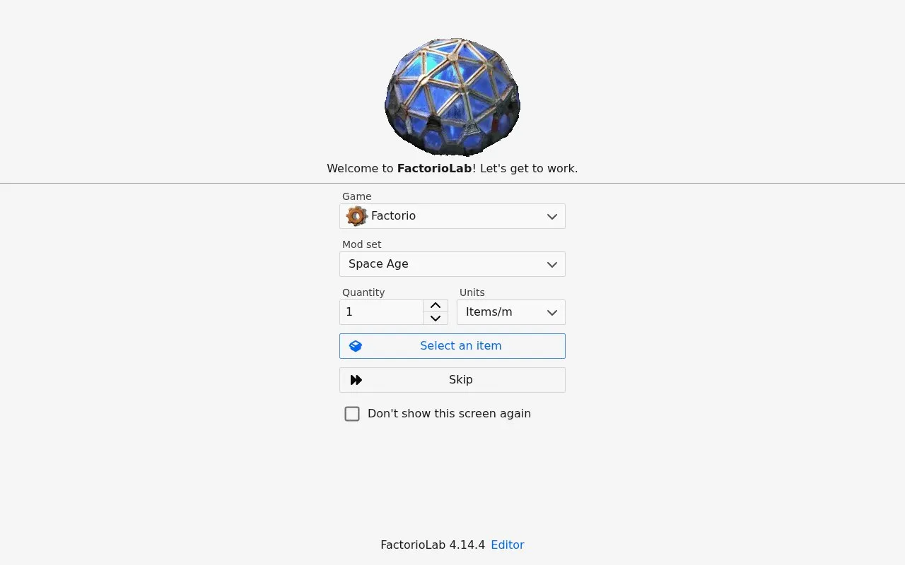FactorioLab homepage screenshot