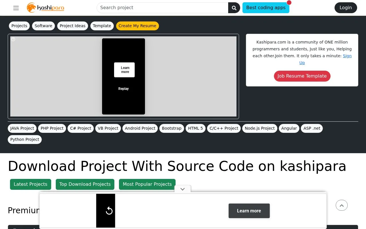 Kashipara homepage screenshot
