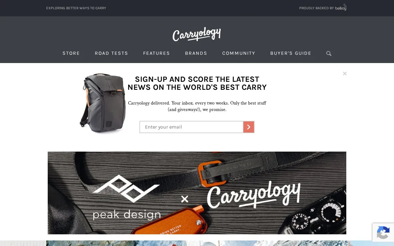Carryology homepage screenshot