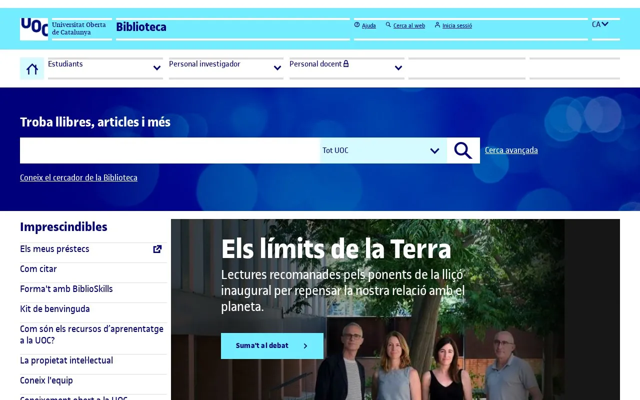 Biblioteca de la UOC homepage screenshot